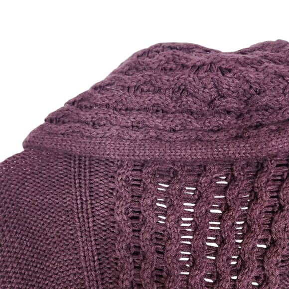 SKULL CASHMERE Sweater Womens Medium Maroon Chunky Knit Shawl Grandpa Cardigan - Picture 6 of 10